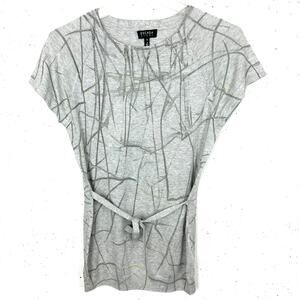 Vintage Escada Sport Short Sleeve Sweater 90s Belt Abstract Gray Size Small